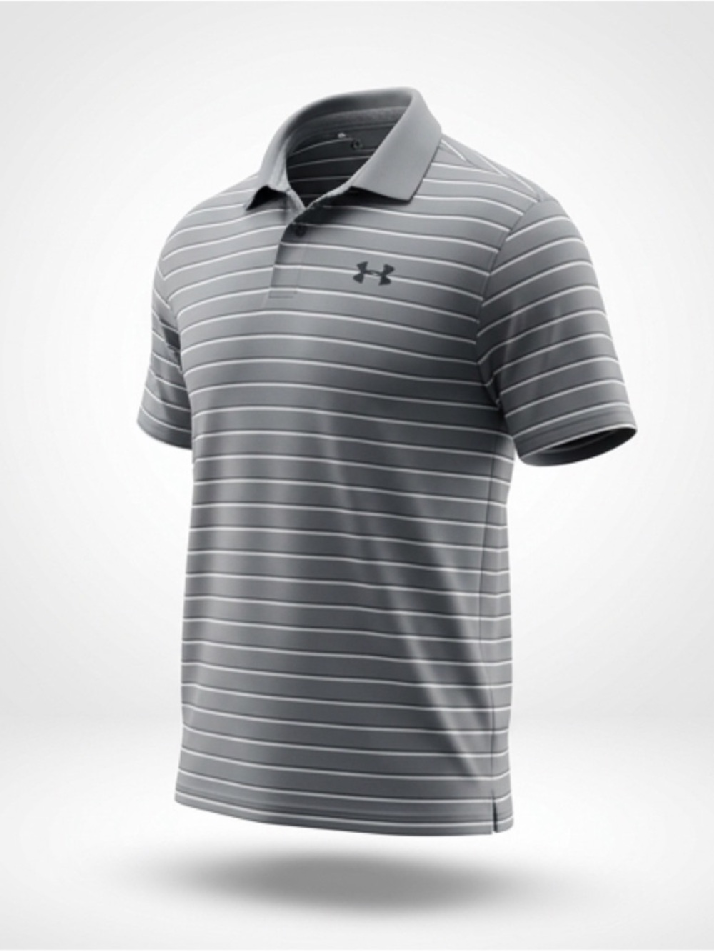 Under Armour Men’s Gray Stripe Polo - Gray & White